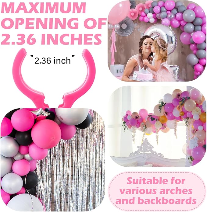 LemonRoad 10 Pack Large Balloon Arch Clips Plastic Transparent Backdrop Spring - Image 3