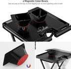 OmySalon Salon Trolley Cart with Wheels 2 Color Bowls 1 Drawer, Folding Salon Service Tray Color Cart for Hair Stylist, Beauty Styling Tattoo Barber Shop Tools Storage Organizer