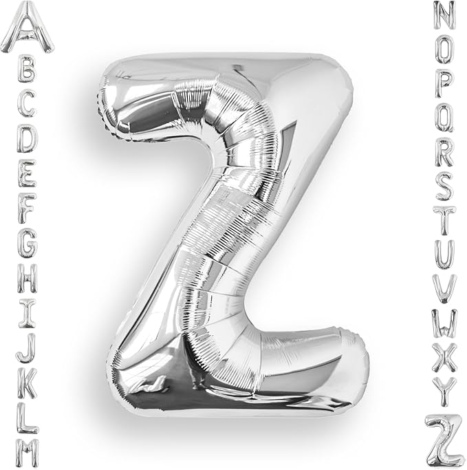 AULE 40 Inch Silver Z Balloon Letter Foil A-Z Birthday Big Alphabet | Birthday by AULE