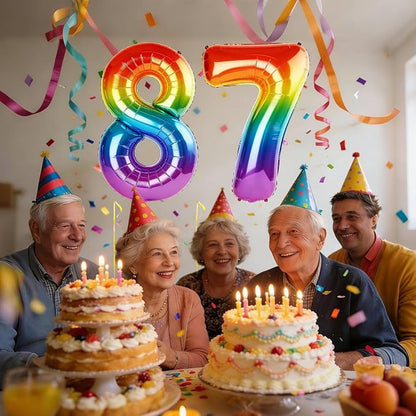 40 Inch Number 87 Balloons for 87th Birthday Party Decorations, 0-100 Rainbow - Image 2
