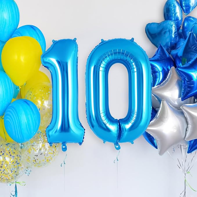 Blue Number 0 Balloon 40 Inch, Big Large Foil Helium Number Balloons, Jumbo - Image 2