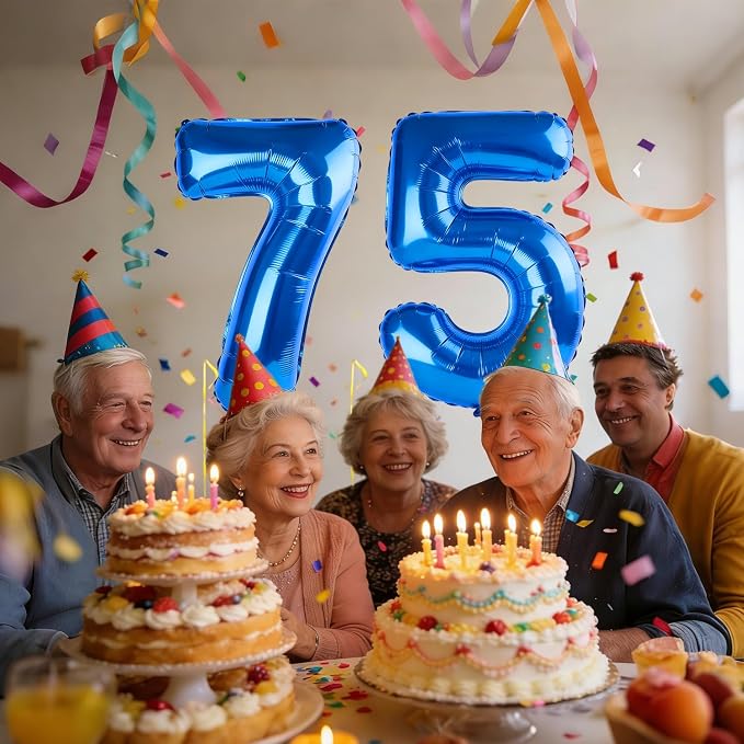 40 Inch Number 75 Balloons for 75th Birthday Party Decorations, 0-100 Dark Blue - Image 2