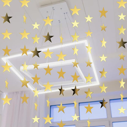 Spakon 65 Feet Glitter Star Paper Garland Banner Hanging Decoration Star - Image 6