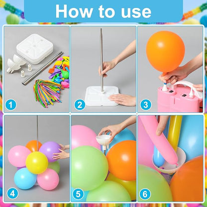 Capoda 2 Set Rainbow Balloon Column Stand Kit 6.56ft Colorful Balloon Tower - Image 3