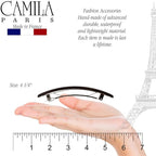 Camila Paris CP1475 French Hair Barrette Clip for Girls, Rubberized Automatic Clasp Strong Hold Grip Hair Clips for Women, No Slip and Durable Styling Girls Hair Accessories, Made in France