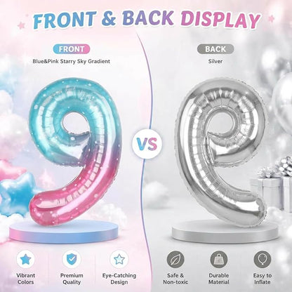40 Inch Pink Blue Number 8 Balloon, Large Gradient Foil 8 Balloon - Image 8