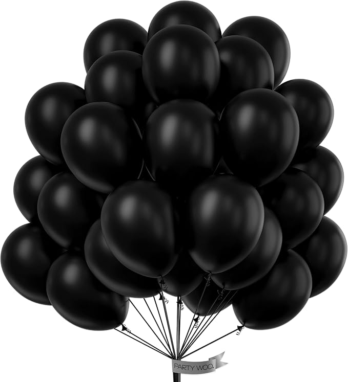 PartyWoo Black Balloons 101pcs Matte Latex Helium Balloons 12 Inch | Baby by PartyWoo