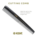 Kent SPC81 Salon-Style Dressing Cutting Comb with Wide and Fine Teeth - Professional Barber Haircut Comb for Styling and Teasing for All Hair Types - Kent Quality Barber Supplies
