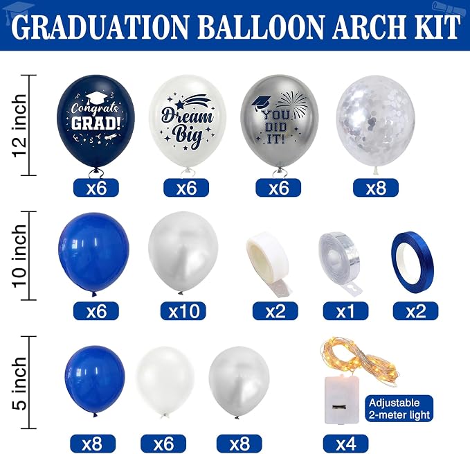 Graduation Decorations 2026 Navy Blue and Gold Balloon Boxes and Arch Garland - Image 3