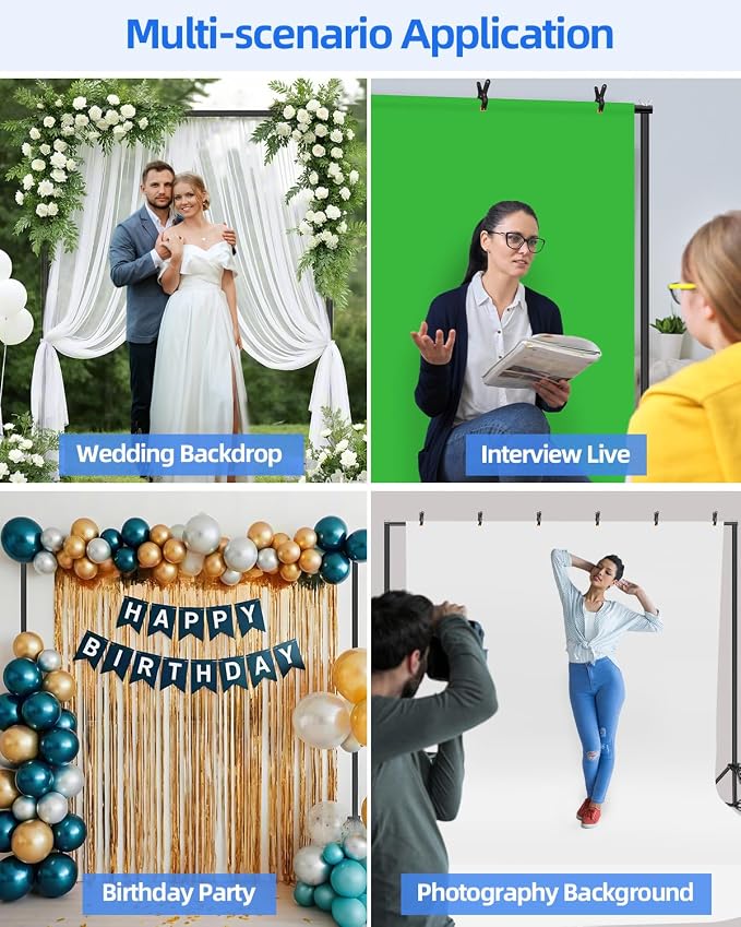 Hemmotop Backdrop Stand 10x8ft, Versatile Sizes Adjustable Banner Holder | Metal - Image 4
