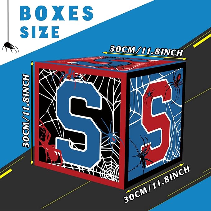 Feifeiya 3 Pcs Spider 6th Birthday Decoration Spider Theme Balloon Boxes "six" - Image 3
