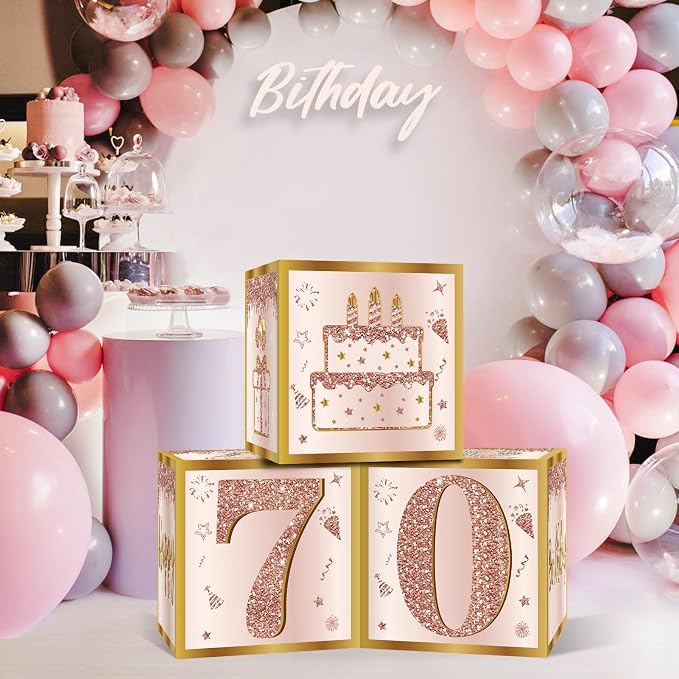 Guiruiy 3Pcs 70th Birthday Decorations Balloon Gift Boxes - Image 4