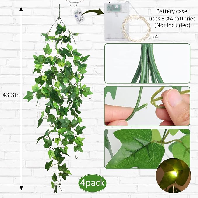RECUTMS Fake Hanging Ivy Vines Plants - Image 2
