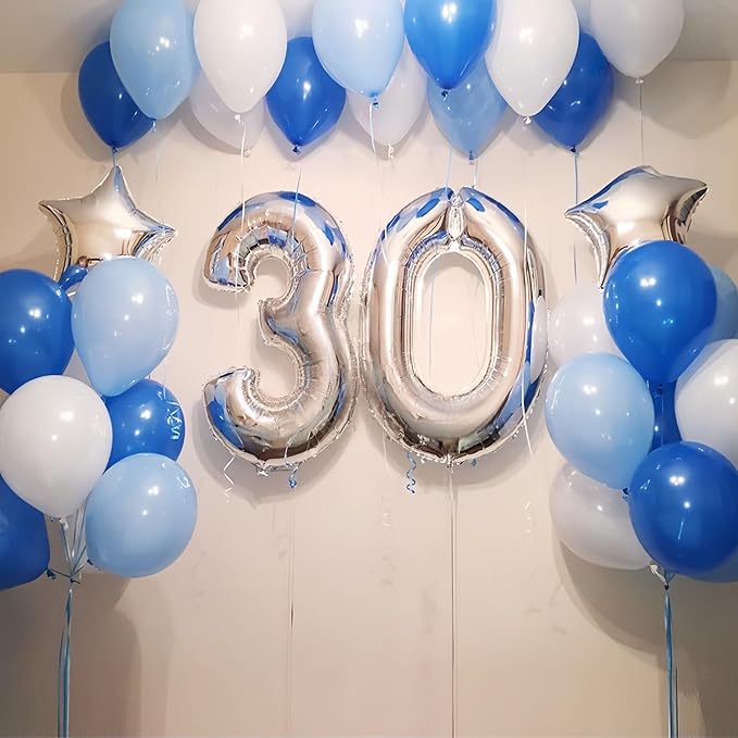 Silver 3 Balloons, 40 Inch Giant Helium Foil Number 0-9 Silver 3rd Birthday - Image 3