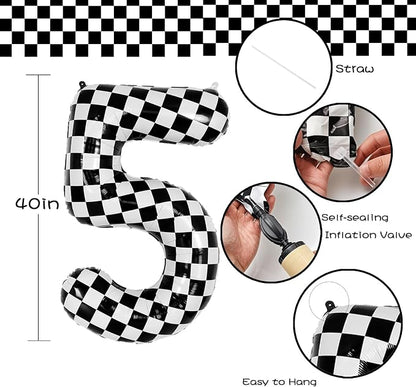 40 Inch Checkered Number Balloon - Image 2