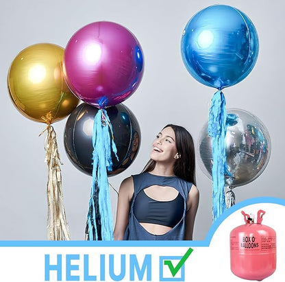 PartyWoo Light Blue Large Round Giant 4D Jumbo Foil Balloons 6pcs 22 Inch | 22 - Image 3