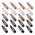 20 PCS Metal Snap Hair Clips Water Drop No Slip Barrettes for Women Bright Small Hair Clips For Thick And Thin Fine Hair,Black Beige Brown,1.97 x 0.5 In.