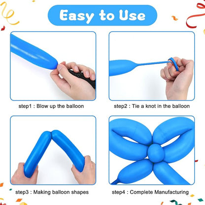 RUBFAC 100pcs Blue 260 Balloons, - Image 4