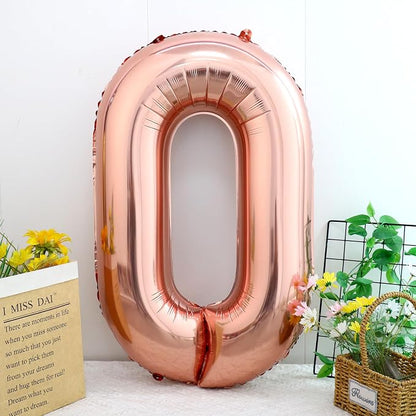 40 Inch Rose Gold Number 0 Balloon, Giant Number Balloons, Birthday Decor | - Image 2