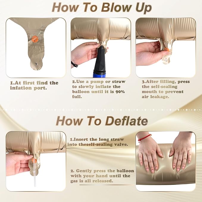 Champagne Gold 2 Balloons, 40 Inch Giant Metallic Helium Mylar Foil Number 0-9 - Image 7