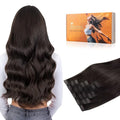 DOORES Invisible Edge Clip in Hair Extensions, Dark Brown 130g 7pcs 18 Inch, Virgin Thick Hair Extensions for Women Silky Straight Weft