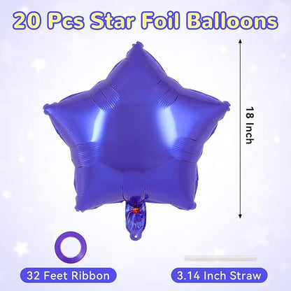 20 Pcs Purple Star Balloons, 18 Inch Star Foil Balloons, Stars Shaped Balloon - Image 2