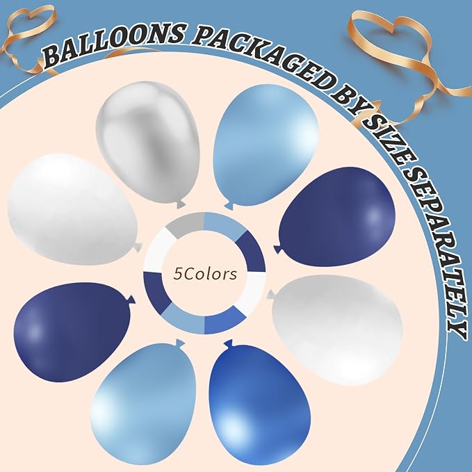 412Pcs Blue Balloon Arch Kit, 5 10 12 18 inch Blue Balloon Garland - Image 4