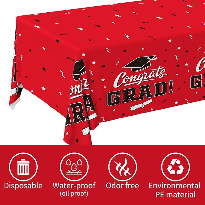 Graduation Party Decorations, Gongrats Grad Tablecover - Image 2