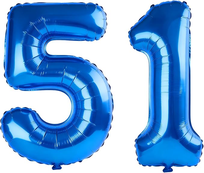 40 Inch Number 51 Balloons for 51st Birthday Party Decorations, 0-100 Dark Blue by FOBELEC