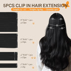DOORES Hair Extensions Clip in Human Hair, 5pcs 75g 14 Inch Jet Black Clip in Human Hair Extensions Remy Hair Extensions Straight