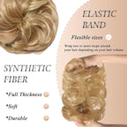 Large Messy Bun Hair Piece Curly Synthetic Extensions Scrunchies Fake Chignon Updo Hairpieces for Women Blonde Highlights