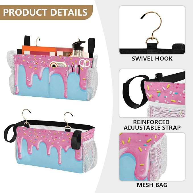 Bedside Caddy Hanging Bunk Bed Caddy Bed Organizer Hanging Pocket - Image 5