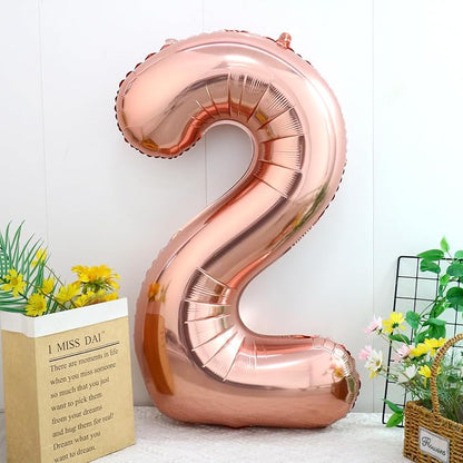 40 Inch Rose Gold Number 2 Balloon, Giant Number Balloons, Birthday Decor | - Image 2
