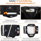 17 inch Small Duffle Bag - Carry On Weekender Bag for Travel Gym Sport - Black Marble