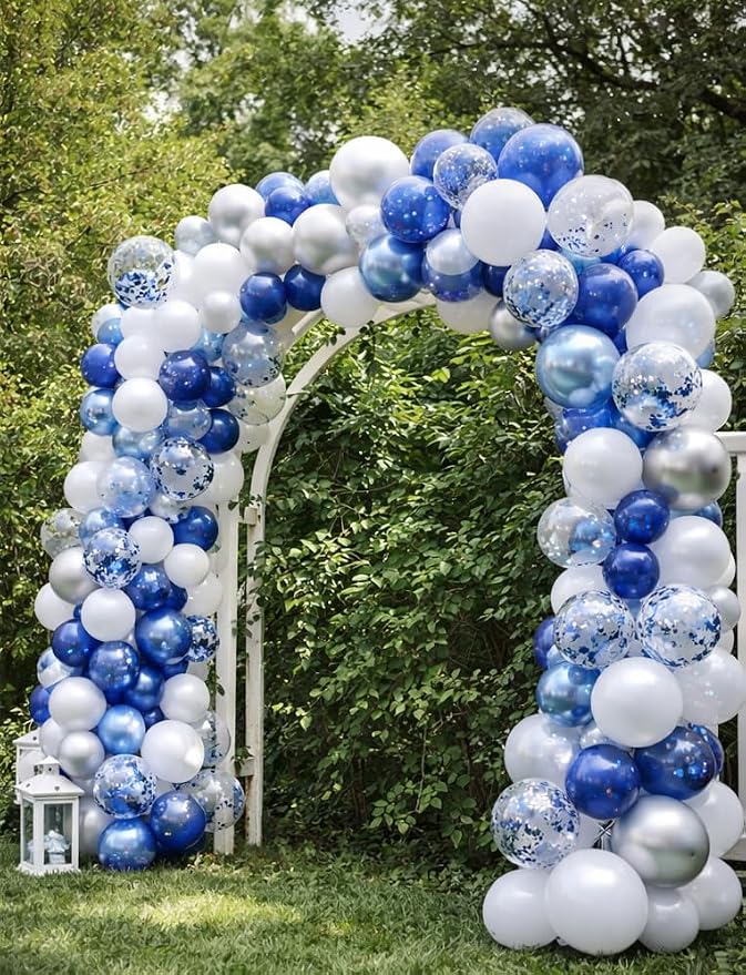 Blue White Silver Balloons Garland Kit – 60pcs 12 Inch Chrome Blue, Birthday - Image 7