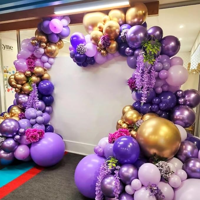 Purple Balloon Arch Kit, ADOINBY 153Pcs Different Sizes inch Lavender Metallic - Image 4