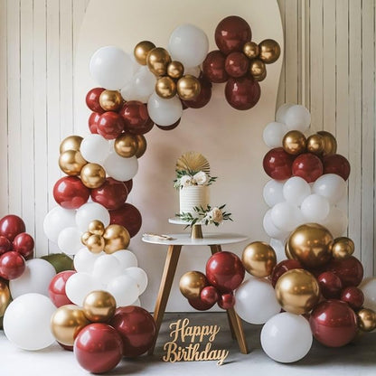 Red and Gold Balloons, 12 Inch Burgundy Gold Balloons, Maroon Balloons - Image 5