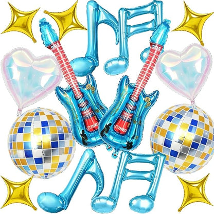 Music Party Decorations, Iridescent Disco Ball Guitar Four-Point Star Foil by Unknown