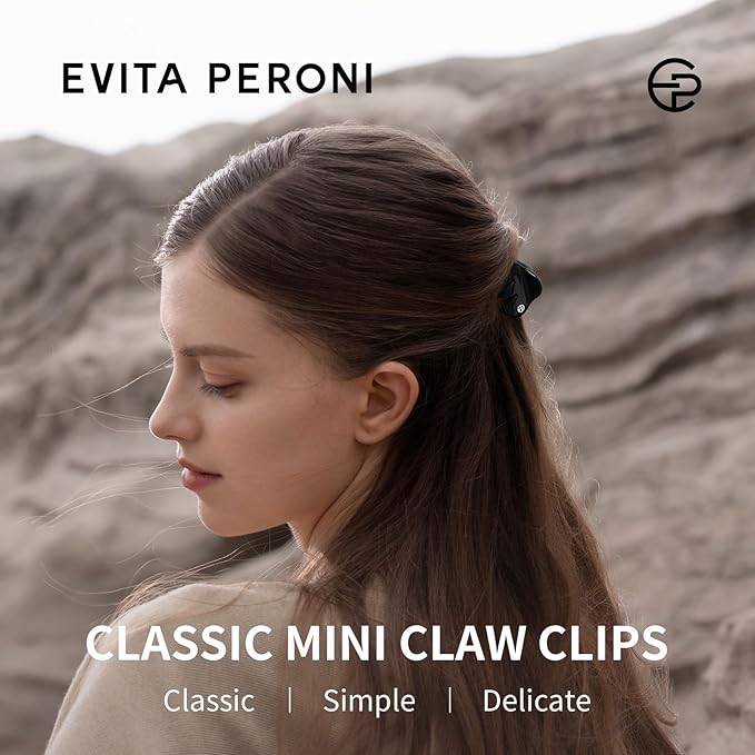 EVITA PERONI Small Hair Clips, Mini Hair Clip for Hair, Little Tiny Claw Clips for Women Girls Half Updo, Elegant Black