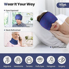 Hilph Adjustable Migraine Relief Cap with Thickened Gel Cold Compress, Headache Relief Cap, Face Cooling Mask Gel Head Wrap for Tension, Stress & Hangover, Soothing Gifts for Women Men Blue
