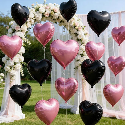 Hot Pink Black Heart Balloons - Image 8