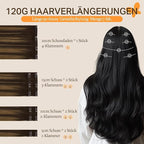 DOORES Clip in Human Hair Balayage Dark Brown to Chestnut Brown 14 Inch 7pcs Clip in Extensions Natural Real Hair 100g Straight