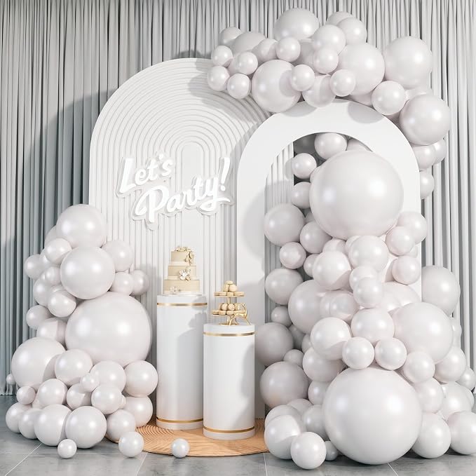 96Pcs 5/10/12/18 Inch Pearl White Latex Balloon Garland Arch Kit | Pearlescent by OWPFJG