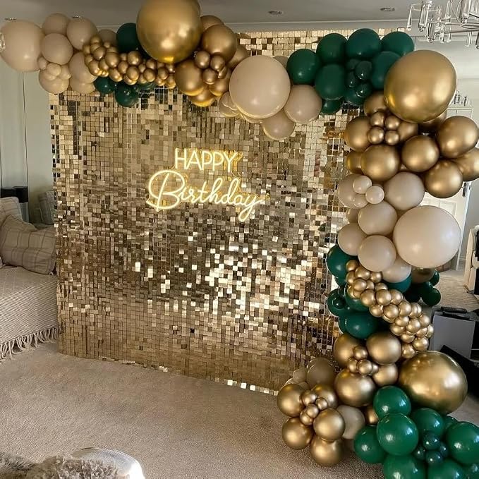 Shimmer Wall Backdrop Light Gold Wall Panels 24Pcs Square Sequin Shimmer Wall - Image 2