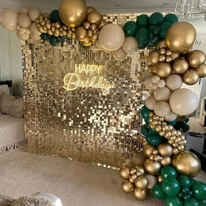 Shimmer Wall Backdrop Light Gold Wall Panels 24Pcs Square Sequin Shimmer Wall - Image 2