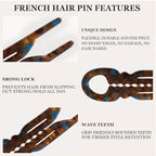Sunolga 4pcs Prestige French Hair Pins for Women, 4.38" Large, Serrated Anti-Slip Design, Curved Shape for Better Head Fit, Coquette Elegant Hair Accessories for Updos, Chignon, Bun Hairstyles