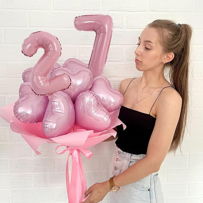 TONIFUL Number Balloon 16 Inch 10 Pcs Pink 0-9 Birthday Number Balloons | Small - Image 5
