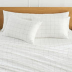 JELLYMONI 100% Natural Cotton Plaid Body Pillowcase, 1 Pack White Checkered Pattern Printed Pillow Covers with Envelope Closure (Pillows are not Included)