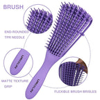 Hair Brush Set for 3a,4c,Wig/Thick/Wavy/Curly/Slick Back Hair Brushes,Rat Tail Combs,8-Row,Edge Brush,For Detangling,Braiding,Teasing,Parting,Styling,Kids,Girls,women(Purple)