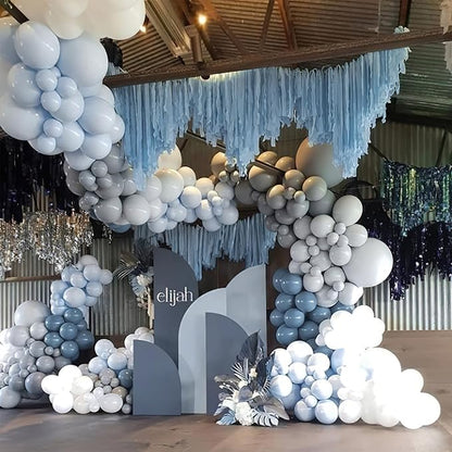 PartyWoo Dusty Blue Balloons 140pcs Slate Blue Boho Neutral Color | 18 12 10 5 - Image 7